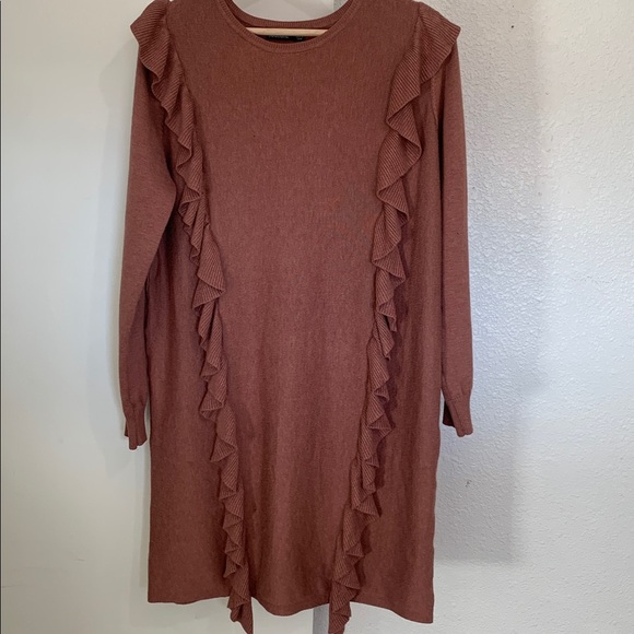 Solutions Dresses & Skirts - Moca ruffled knee length sweater dress